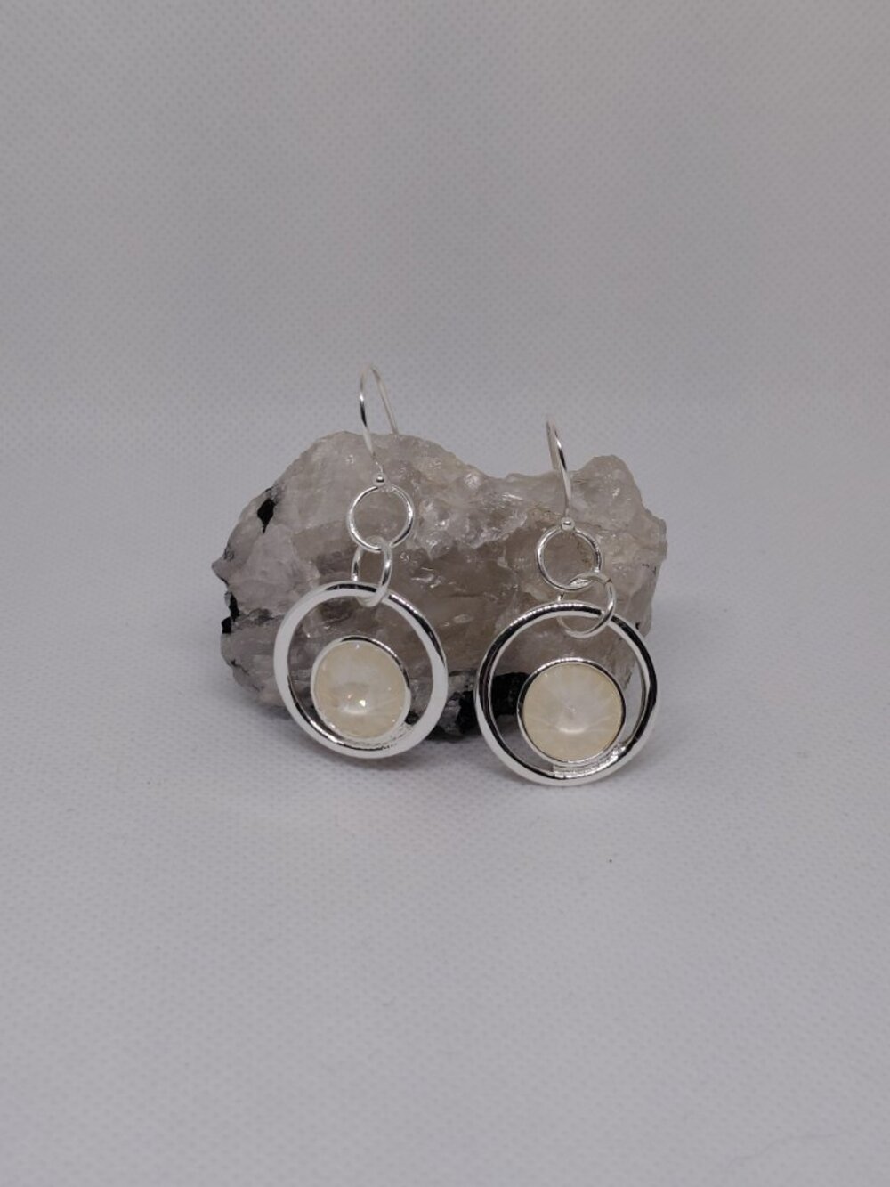 Artisan Handcrafted Swarovski Crystal Linen Ignite Earrings - Picture 3 of 4